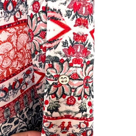 Zac & Rachel Womens Top Size Petite L white black salmon work wear metal tassel - Picture 6 of 16